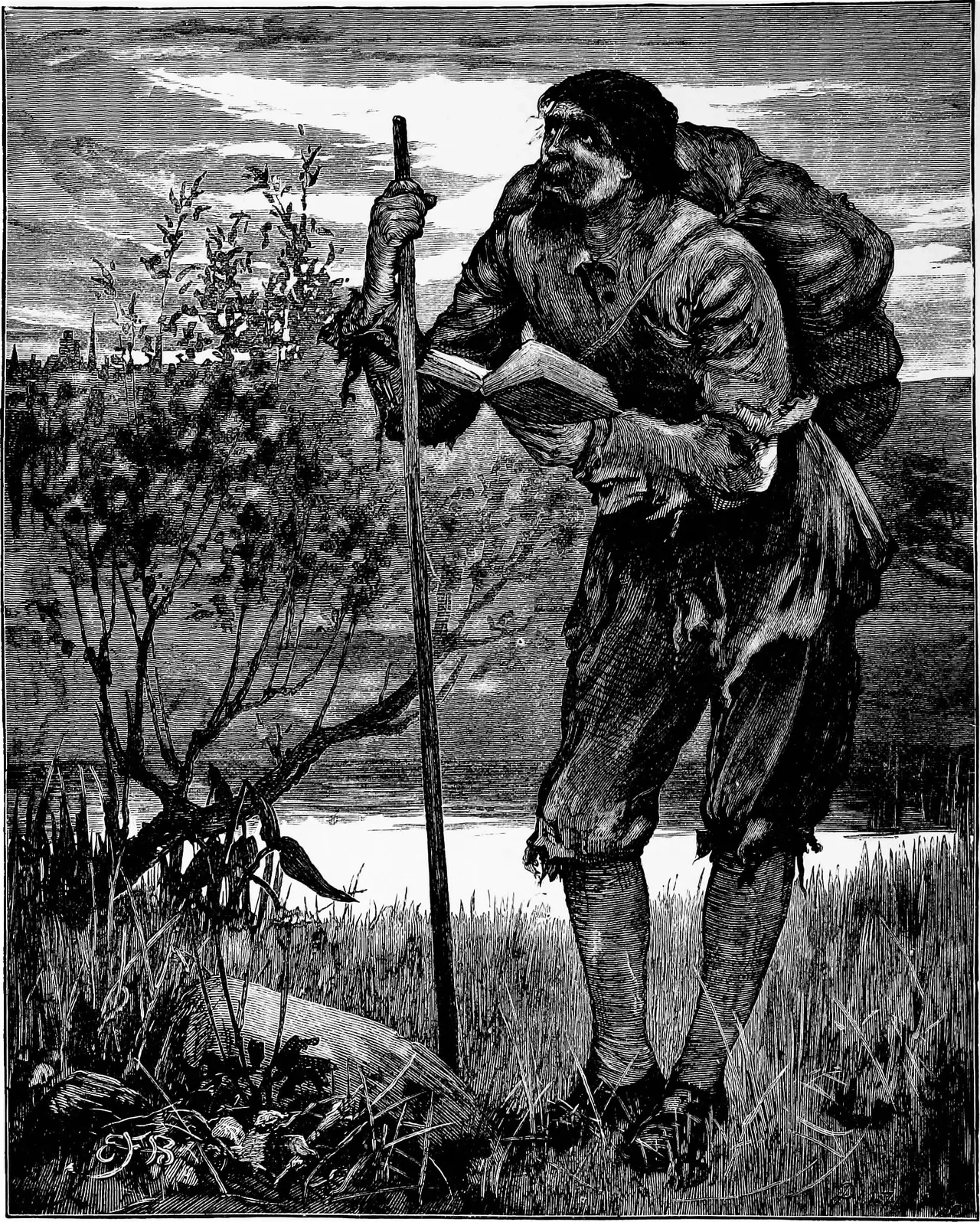 Christian and his burden, from Pilgrim's Progress
